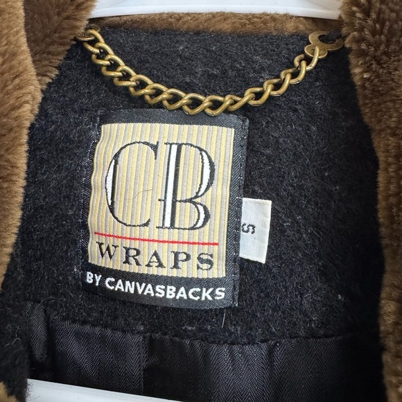 Vintage Y2k 90s Size Small Wool Mohair Blend Faux Fur Collar Cropped Blazer - Picture 5 of 7